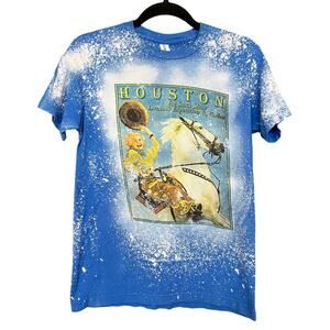 Houston Rodeo Western Bleached Blue Graphic Tee Small